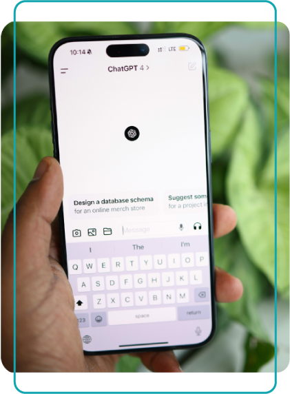 Asset 17 Person holding a mobile phone has opened the Chat GPT app.