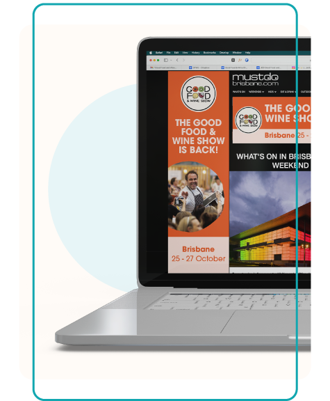 Mock up of GWFS digital ads on a laptop